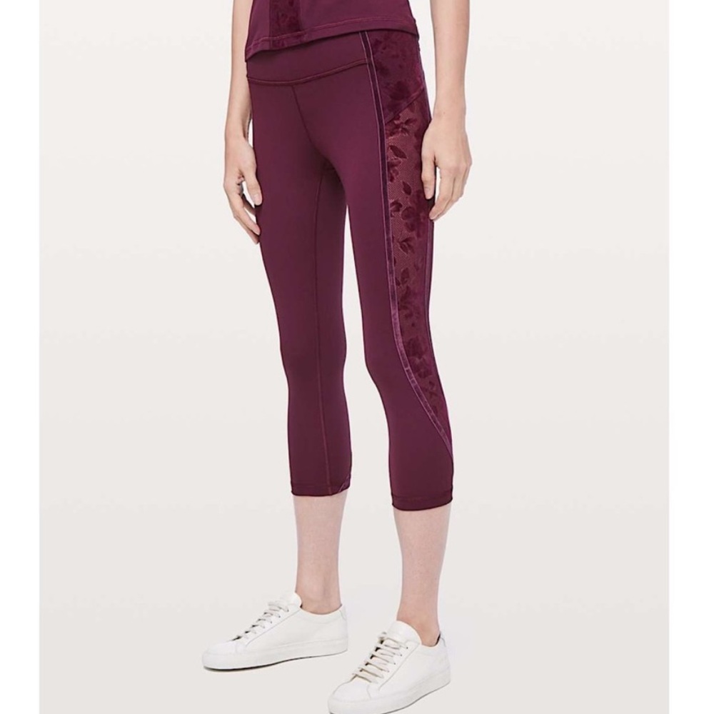 Lululemon Limited Edition Wunder Under Crop Leggings with Velvet Stripes…